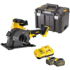DeWALT Akku-Mauernutfräse DCG200T2-QW 54 V 6 Ah - Bürstenlos - Schlitzfräse - Mauerfräse - Fräse - Inkl. Akkus, Ladegerät Und Zubehör-Set