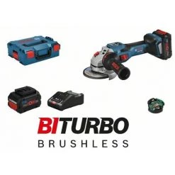 BOSCH Ø 125mm Akku-Winkelschleifer BITURBO GWS 18V-15 SCSolo | GCY 42 L-BOXX
