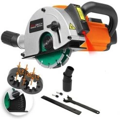 Boudech 1700W Wandschienen-Nutenfräsmaschine Mit Laserführung, 2 Diamantscheiben Und Staubsaugeradapter - Nutfräsmaschine Für Mauerwerk Und Gipskartonplatten Mit 3MT-Kabel