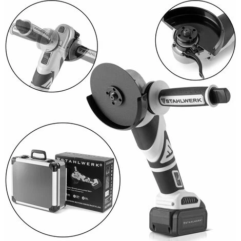 STAHLWERK Brushless Akku Winkelschleifer 20 V/4Ah Akku System,0 - 7500 Min-1, Scheibengrößen 115 Mm & 125 Mm, Inklusive 2 X 4 Ah Akku Und Ladegerät, 7 Jahre Garantie 1 STAHLWERK Brushless Akku Winkelschleifer 20 V/4Ah Akku System,0 - 7500 Min-1, Scheibengrößen 115 Mm & 125 Mm, Inklusive 2 X 4 Ah Akku Und Ladegerät, 7 Jahre Garantie