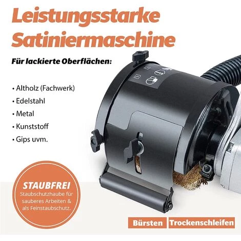FANZTOOL FANZWORK 1500 Watt Satiniermaschine Schleifmaschine Bürstenschleifgerät Zur Renovierung Von Oberflächen Aller Art, Mit Staubsaugung-Anschluss, Drehzahlregelun (Renovator Set) 4 FANZTOOL FANZWORK 1500 Watt Satiniermaschine Schleifmaschine Bürstenschleifgerät Zur Renovierung Von Oberflächen Aller Art, Mit Staubsaugung-Anschluss, Drehzahlregelun (Renovator Set) – Bild 4