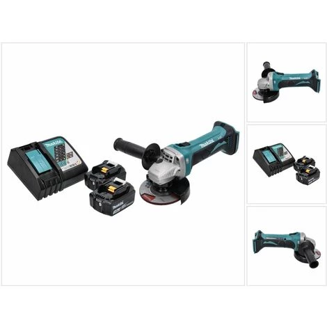 Makita DGA 452 RF Akku Winkelschleifer 18 V 115 Mm + 2x Akku 3,0 Ah + Ladegerät 1 Makita DGA 452 RF Akku Winkelschleifer 18 V 115 Mm + 2x Akku 3,0 Ah + Ladegerät