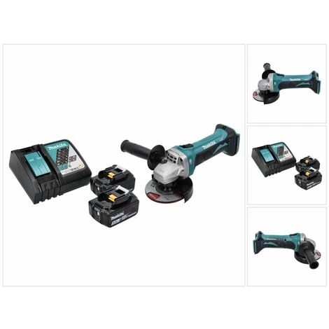 Makita DGA 452 RT Akku Winkelschleifer 18 V 115 Mm + 2x Akku 5,0 Ah + Ladegerät 2 Makita DGA 452 RT Akku Winkelschleifer 18 V 115 Mm + 2x Akku 5,0 Ah + Ladegerät – Bild 2