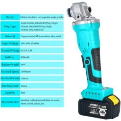 HAPPYSHOPPING Lithium Elektrischer Bürstenloser Wiederaufladbarer Winkelschleifer Elektrischer Winkelschleifer Haushaltspoliermaschine Winkelschleifer Multifunktionale Schleif- Und Schneidemaschine,Winkelschleifer Set Mit EU-Stecker 8 HAPPYSHOPPING Lithium Elektrischer Bürstenloser Wiederaufladbarer Winkelschleifer Elektrischer Winkelschleifer Haushaltspoliermaschine Winkelschleifer Multifunktionale Schleif- Und Schneidemaschine,Winkelschleifer Set Mit EU-Stecker -Winkelschleifer & Mauernutfräsen Verkäufe 37038094 4