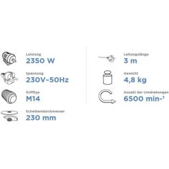 Graphite Winkelschleifer 2350 W, 230 Mm, 6500 U/min 7 Graphite Winkelschleifer 2350 W, 230 Mm, 6500 U/min -Winkelschleifer & Mauernutfräsen Verkäufe 37349599 4