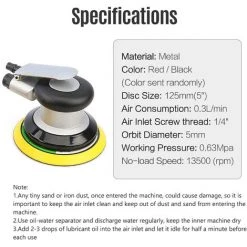 HAPPYSHOPPING 5'' Pneumatischer Schleifer Pneumatischer Polierer Air Sander Air Palm Schwingschleifer Grinder Palm Sander Schleifmaschine Werkzeug,5 Zoll - 5 Zoll -Winkelschleifer & Mauernutfräsen Verkäufe 37409264 3