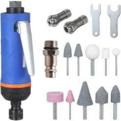 HAPPYSHOPPING 1/4 Zoll High Speed Air Grinder 20000RPM Mini Air Die Grinder Kit Pneumatische Werkzeuge Set Polierschleifer Poliermaschine Graviermühle Luftmühle,20000rpm - EU, Blau