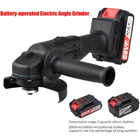 HAPPYSHOPPING Lithium-Batterie-Winkelschleifer Tragbare Batteriebetriebene Elektrische Schleifmaschine Mit Lithium-Ionen-Akku Und Ladegerät 2-Positionen-Griff Metall Holz Schneiden Schleifen Polieren,EU & 1pcs 2000mAh-Akku 3 HAPPYSHOPPING Lithium-Batterie-Winkelschleifer Tragbare Batteriebetriebene Elektrische Schleifmaschine Mit Lithium-Ionen-Akku Und Ladegerät 2-Positionen-Griff Metall Holz Schneiden Schleifen Polieren,EU & 1pcs 2000mAh-Akku – Bild 3