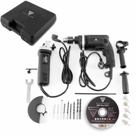 STAHLWERK Handwerker-Set Mit Winkelschleifer WS-840 ST Und Schlagbohrmaschine SB-800 ST Für Den Einsatz In Der Werkstatt Und Im Haus 1 STAHLWERK Handwerker-Set Mit Winkelschleifer WS-840 ST Und Schlagbohrmaschine SB-800 ST Für Den Einsatz In Der Werkstatt Und Im Haus