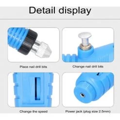 HAPPYSHOPPING USB-Netzteile Hand-Mini-Elektroschleifer Nagelgelatum-Entfernungswerkzeug Maniküre-Maschinengeschwindigkeit Einstellbares Schleif-Rotationswerkzeug-Kit Mit 6 Schleifköpfen,Navy Blau - Navy Blau -Winkelschleifer & Mauernutfräsen Verkäufe 52165038 3