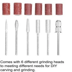 HAPPYSHOPPING USB-Netzteile Hand-Mini-Elektroschleifer Nagelgelatum-Entfernungswerkzeug Maniküre-Maschinengeschwindigkeit Einstellbares Schleif-Rotationswerkzeug-Kit Mit 6 Schleifköpfen,Navy Blau - Navy Blau -Winkelschleifer & Mauernutfräsen Verkäufe 52165038 4