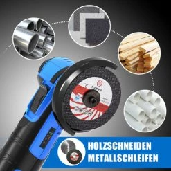 Mini Elektro-Winkelschleifer Akku Mini Winkelschleifer 500W 12V 19500RPM ONEVAN - Blau Mit 2*Batterien Und 2+15 Scheiben -Winkelschleifer & Mauernutfräsen Verkäufe 54641165 4