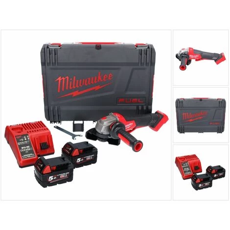 .MILWAUKEE. Milwaukee M18 FSAGV115XPDB-502X Akku Winkelschleifer 18 V 115 Mm Brushless + 2x Akku 5,0 Ah + Ladegerät + HD Box 2 .MILWAUKEE. Milwaukee M18 FSAGV115XPDB-502X Akku Winkelschleifer 18 V 115 Mm Brushless + 2x Akku 5,0 Ah + Ladegerät + HD Box – Bild 2