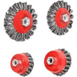 Set Mit 4 Winkelschleiferbürsten, Flexibler Stahl, Durchmesser: 75 Mm, Durchmesser: 100 Mm, M14 THSINDE