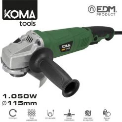 EDM 1050w Elektrische Schleifmaschine ø115mm 22,8x35,5cm Koma Tools