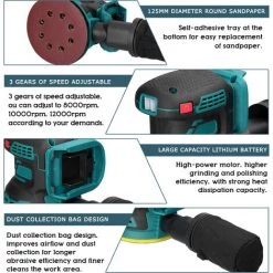 ASUPERMALL Akku-Elektroschleifer 8000/10000/12000 U / Min 3-Gang-Getriebe Einstellbarer Holzschleifer Polierer Multifunktionale Polierschleifmaschine Kompatibel Mit Makita-Akku 7 ASUPERMALL Akku-Elektroschleifer 8000/10000/12000 U / Min 3-Gang-Getriebe Einstellbarer Holzschleifer Polierer Multifunktionale Polierschleifmaschine Kompatibel Mit Makita-Akku -Winkelschleifer & Mauernutfräsen Verkäufe 60284946 3