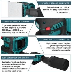 ASUPERMALL Akku-Elektroschleifer 8000/10000/12000 U / Min 3-Gang-Getriebe Einstellbarer Holzschleifer Polierer Multifunktionale Polierschleifmaschine Kompatibel Mit Makita-Akku 7 ASUPERMALL Akku-Elektroschleifer 8000/10000/12000 U / Min 3-Gang-Getriebe Einstellbarer Holzschleifer Polierer Multifunktionale Polierschleifmaschine Kompatibel Mit Makita-Akku -Winkelschleifer & Mauernutfräsen Verkäufe 60285351 3