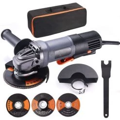 TACKLIFE P3AG125 Winkelschleifer 1300 W, 125 Mm Und 12000 U/min Werkzeug Mit Kugelschalter, 3 Schleif-/Polier-/Trennscheiben, 2 Radschutzabdeckungen, 1 Tragbare Tasche