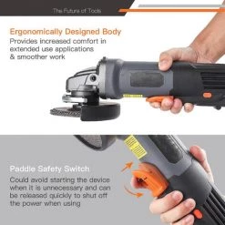 TACKLIFE P3AG125 Winkelschleifer 1300 W, 125 Mm Und 12000 U/min Werkzeug Mit Kugelschalter, 3 Schleif-/Polier-/Trennscheiben, 2 Radschutzabdeckungen, 1 Tragbare Tasche -Winkelschleifer & Mauernutfräsen Verkäufe 60610187 4