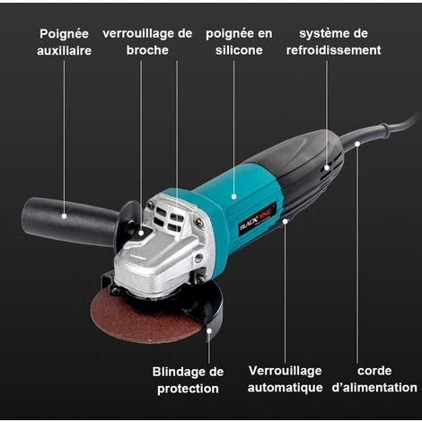 BLACKPINE - 125 Mm GA5034 Winkelschleifer Mit Kabel - Lieferung Mit Seitengriff 800 W 11000 U / Min 2 BLACKPINE - 125 Mm GA5034 Winkelschleifer Mit Kabel - Lieferung Mit Seitengriff 800 W 11000 U / Min – Bild 2