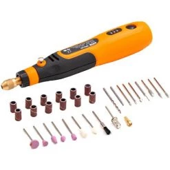 HAPPYSHOPPING 3.6V Elektroschleifer Set USB Wiederaufladbarer Schleifstift Mini Tragbarer Elektrobohrer Stift 3-Gang Mit Mehreren Aufsätzen Zum Schnitzen Schleifen Gravieren Bohren, 32 Stück