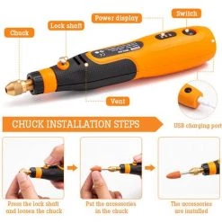 HAPPYSHOPPING 3.6V Elektroschleifer Set USB Wiederaufladbarer Schleifstift Mini Tragbarer Elektrobohrer Stift 3-Gang Mit Mehreren Aufsätzen Zum Schnitzen Schleifen Gravieren Bohren, 32 Stück -Winkelschleifer & Mauernutfräsen Verkäufe 61367996 5