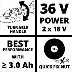 Einhell Akku-Winkelschleifer AXXIO 36/230 Q 36 V, 230 Mm -Winkelschleifer & Mauernutfräsen Verkäufe 62490627 4