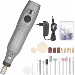 LIFCAUSAL 12 V Mini-Rotationswerkzeug, Tragbare Elektrische Mühle, 5000–15.000 U/min, Rotationsschneider Mit Variabler Geschwindigkeit, Mit 24 Aufs?tzen Für Bastelprojekte Und DIY-Kreationen, Grau EU