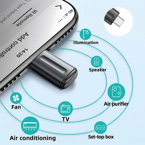 LIFCAUSAL Neuer IR Appliances Drahtloser Infrarot-Fernbedienungsadapter Mobiler Infrarot-Telefonsender Für IPhone/Micro-USB/Typ-C (Schwarz) Typ C 1 LIFCAUSAL Neuer IR Appliances Drahtloser Infrarot-Fernbedienungsadapter Mobiler Infrarot-Telefonsender Für IPhone/Micro-USB/Typ-C (Schwarz) Typ C