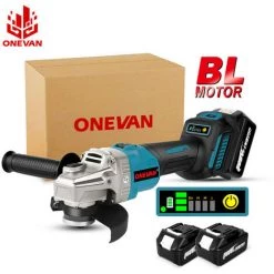 ONEVAN Winkelschleifer - 2000W 125MM 6-Gang Bürstenloser Elektro-Winkelschleifer Mit Lithium-Ionen Akku Passend Für Makita 18V Akku - Mit 2 Akkus