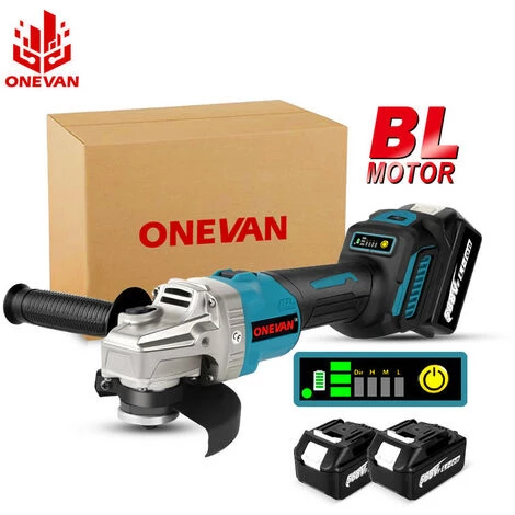 ONEVAN Winkelschleifer - 2000W 125MM 6-Gang Bürstenloser Elektro-Winkelschleifer Mit Lithium-Ionen Akku Passend Für Makita 18V Akku - Mit 2 Akkus 1 ONEVAN Winkelschleifer - 2000W 125MM 6-Gang Bürstenloser Elektro-Winkelschleifer Mit Lithium-Ionen Akku Passend Für Makita 18V Akku - Mit 2 Akkus