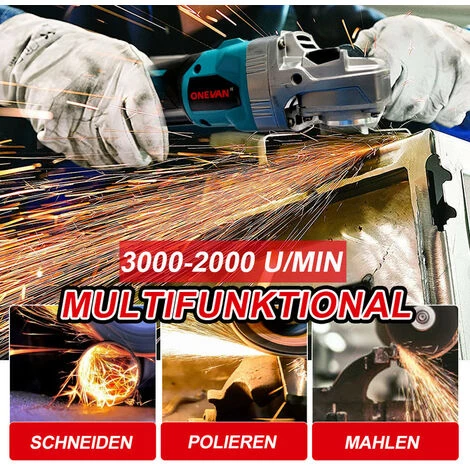 ONEVAN Winkelschleifer - 2000W 125MM 6-Gang Bürstenloser Elektro-Winkelschleifer Mit Lithium-Ionen Akku Passend Für Makita 18V Akku - Mit 2 Akkus 5 ONEVAN Winkelschleifer - 2000W 125MM 6-Gang Bürstenloser Elektro-Winkelschleifer Mit Lithium-Ionen Akku Passend Für Makita 18V Akku - Mit 2 Akkus – Bild 5