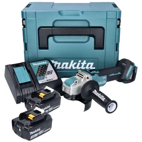 Makita DGA 521 RFX1J Akku Winkelschleifer 18 V 125 Mm X-LOCK Brushless + 2x Akku 3,0 Ah + Ladegerät + Makpac 2 Makita DGA 521 RFX1J Akku Winkelschleifer 18 V 125 Mm X-LOCK Brushless + 2x Akku 3,0 Ah + Ladegerät + Makpac – Bild 2