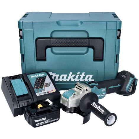 Makita DGA 521 RG1X1J Akku Winkelschleifer 18 V 125 Mm X-LOCK Brushless + 1x Akku 6,0 Ah + Ladegerät + Makpac 2 Makita DGA 521 RG1X1J Akku Winkelschleifer 18 V 125 Mm X-LOCK Brushless + 1x Akku 6,0 Ah + Ladegerät + Makpac – Bild 2