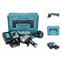 Makita DGA 521 RT1X1J Akku Winkelschleifer 18 V 125 Mm X-LOCK Brushless + 1x Akku 5,0 Ah + Ladegerät + Makpac