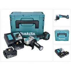 Makita DGA 521 RTX1J Akku Winkelschleifer 18 V 125 Mm X-LOCK Brushless + 2x Akku 5,0 Ah + Ladegerät + Makpac
