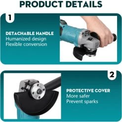 DRILLPRO 125mm Akku Winkelschleifer Trennschleifer Schleifmaschine (Ohne Akku) -Winkelschleifer & Mauernutfräsen Verkäufe 66345791 3