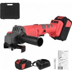 LIFCAUSAL Akkubetriebener Elektro-Winkelschleifer-Werkzeugsatz Tragbare Bürstenlose Schleifmaschine Mit Lithium-Batterie Wiederaufladbarer 21-V-Akku-Lithium-Handschleifer 9000 U / Min 3-Gang-Einstellung Li-Ion-Akku (EU-Stecker 1-Pack-Akku)