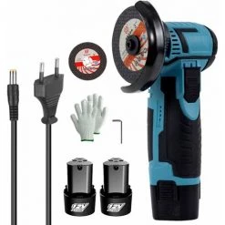 LIFCAUSAL Elektrisches Schleifwerkzeug Mit 19500 U/min, Multifunktional, Mini-Grinder, Handschneider Zum Schneiden, Polieren, Keramikfliesen, Holz, Stein, Stahl (mehrfarbig, 2 Batterien, EU-Stecker)