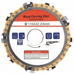 LIFCAUSAL 115 Mm Gelbe Ketten Verschleißfeste 8-Tonnen-Edelstahl-Holzbearbeitungsscheibe Nutmaschine Kettenscheibe Holzschnitz-Trennscheibe Für Winkelschleifer Typ 115 Schnitzformschneiden (mehrfarbig)