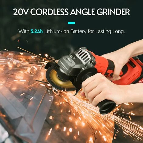 LIFCAUSAL Akku-Winkelschleifer, 20 V, Elektrischer Winkelschleifer, 100 Mm, 10000 U/min, Bürstenloser Motor, 2 Positionen, Verstellbarer Hilfsgriff, Aufbewahrungstasche, Tragbarer Elektrischer Schleifer (EU-Stecker) 4 LIFCAUSAL Akku-Winkelschleifer, 20 V, Elektrischer Winkelschleifer, 100 Mm, 10000 U/min, Bürstenloser Motor, 2 Positionen, Verstellbarer Hilfsgriff, Aufbewahrungstasche, Tragbarer Elektrischer Schleifer (EU-Stecker) – Bild 4