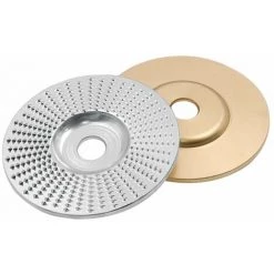 LIFCAUSAL 4-Zoll-Holzschnitzscheibe Für Winkelschleifer Mit 5/8-Zoll-Dorn-Holzformscheibe, Winkelschleifscheibe, Drehwerkzeug, Holzschneideformer (Silber-flache Oberfläche) -Winkelschleifer & Mauernutfräsen Verkäufe 67021698 5