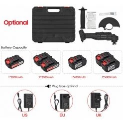 LIFCAUSAL Lithium-Batterie-Winkelschleifer, Tragbare Batteriebetriebene Elektrische Schleifmaschine Mit Li-Ion-Akku Und Ladegerät, 2-Positionen-Griff, Metall, Holz, Schneiden, Schleifen, Polieren (EU & 2 Stück 2000-mAh-Akku) -Winkelschleifer & Mauernutfräsen Verkäufe 67021718 2