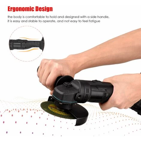 LIFCAUSAL Akkubetriebener Elektrischer Winkelschleifer Tragbare Lithium-Akku-Schleifmaschine Hand-Akku-Schleifwerkzeug Mit Li-Ion-Akku Und Ladegerät 2-Positionen-Griff Mit Disc-Ladegerät Und Tragekoffer-Kit (EU Und 2 Stück 2000-mAh-Akku) 3 LIFCAUSAL Akkubetriebener Elektrischer Winkelschleifer Tragbare Lithium-Akku-Schleifmaschine Hand-Akku-Schleifwerkzeug Mit Li-Ion-Akku Und Ladegerät 2-Positionen-Griff Mit Disc-Ladegerät Und Tragekoffer-Kit (EU Und 2 Stück 2000-mAh-Akku) – Bild 3
