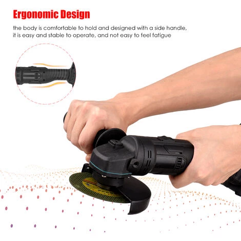 LIFCAUSAL Akkubetriebener Elektrischer Winkelschleifer Tragbare Lithium-Akku-Schleifmaschine Hand-Akku-Schleifwerkzeug Mit Li-Ion-Akku Und Ladegerät 2-Positionen-Griff Mit Disc-Ladegerät Und Tragekoffer-Kit (EU Und 1 Stück 4000-mAh-Akku) 3 LIFCAUSAL Akkubetriebener Elektrischer Winkelschleifer Tragbare Lithium-Akku-Schleifmaschine Hand-Akku-Schleifwerkzeug Mit Li-Ion-Akku Und Ladegerät 2-Positionen-Griff Mit Disc-Ladegerät Und Tragekoffer-Kit (EU Und 1 Stück 4000-mAh-Akku) – Bild 3
