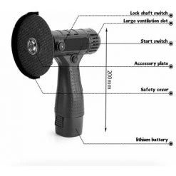 LIFCAUSAL Mini-Akku-Winkelschleifer Schleifwerkzeuge Haushalts-Handpolier-Trennwerkzeug (Schwarz-EU-Stecker-16,8 V Eine Batterie) -Winkelschleifer & Mauernutfräsen Verkäufe 67021734 4
