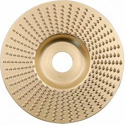 LIFCAUSAL 4-Zoll-Holzschnitzscheibe Für Winkelschleifer Mit 5/8-Zoll-Dorn-Holzformscheibe, Winkelschleifscheibe, Drehwerkzeug, Holzschneideformer (Gold-flache Oberfläche)