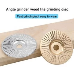 LIFCAUSAL 4-Zoll-Holzschnitzscheibe Für Winkelschleifer Mit 5/8-Zoll-Dorn-Holzformscheibe, Winkelschleifscheibe, Drehwerkzeug, Holzschneideformer (Gold-flache Oberfläche) -Winkelschleifer & Mauernutfräsen Verkäufe 67021758 3