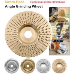 LIFCAUSAL 4-Zoll-Holzschnitzscheibe Für Winkelschleifer Mit 5/8-Zoll-Dorn-Holzformscheibe, Winkelschleifscheibe, Drehwerkzeug, Holzschneideformer (Gold-flache Oberfläche) -Winkelschleifer & Mauernutfräsen Verkäufe 67021758 5