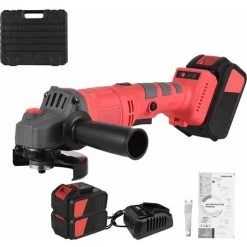 LIFCAUSAL Akkubetriebener Elektro-Winkelschleifer-Werkzeugsatz Tragbare Bürstenlose Schleifmaschine Mit Lithium-Batterie Wiederaufladbarer 21-V-Akku-Lithium-Handschleifer 9000 U / Min 3-Gang-Einstellung Li-Ion-Akku (EU-Stecker 2er-Pack)